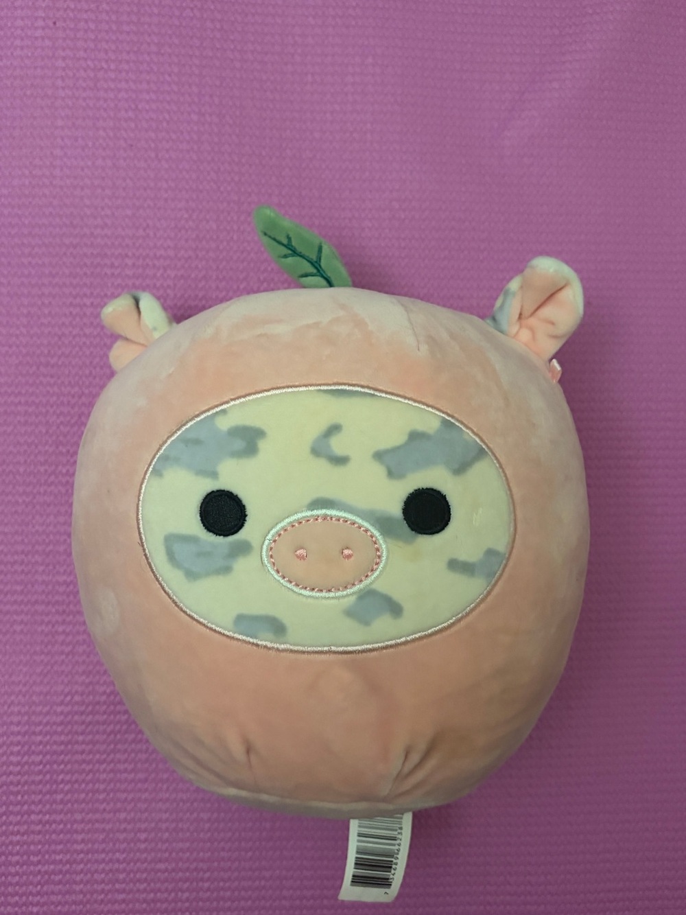 Squishmallows Peach Pig Plush - Pink with Green Leaf Accent